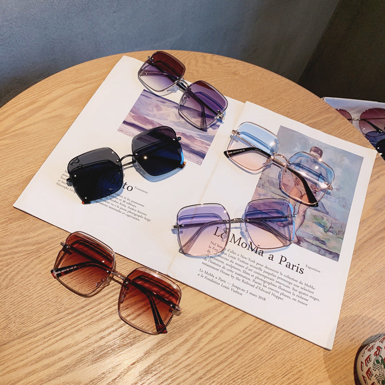 Rimless square sunglasses for women