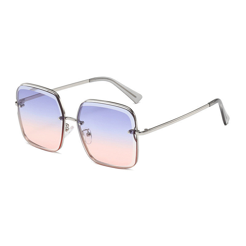 Rimless square sunglasses for women
