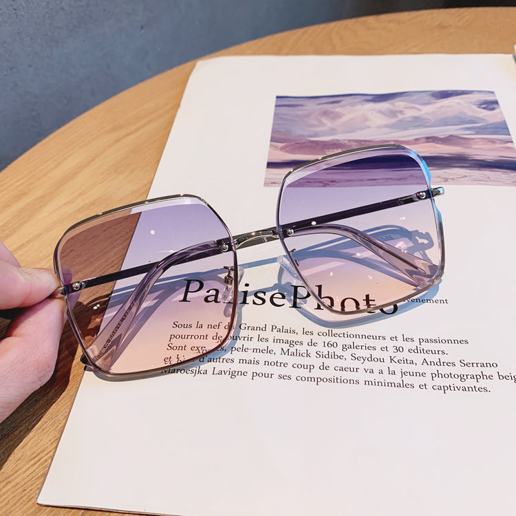 Rimless square sunglasses for women