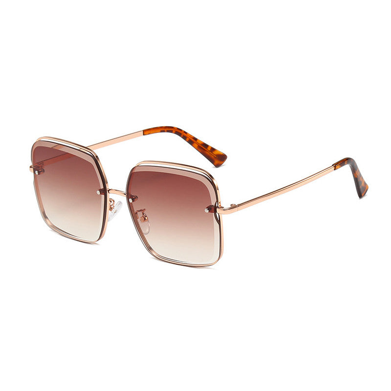 Rimless square sunglasses for women