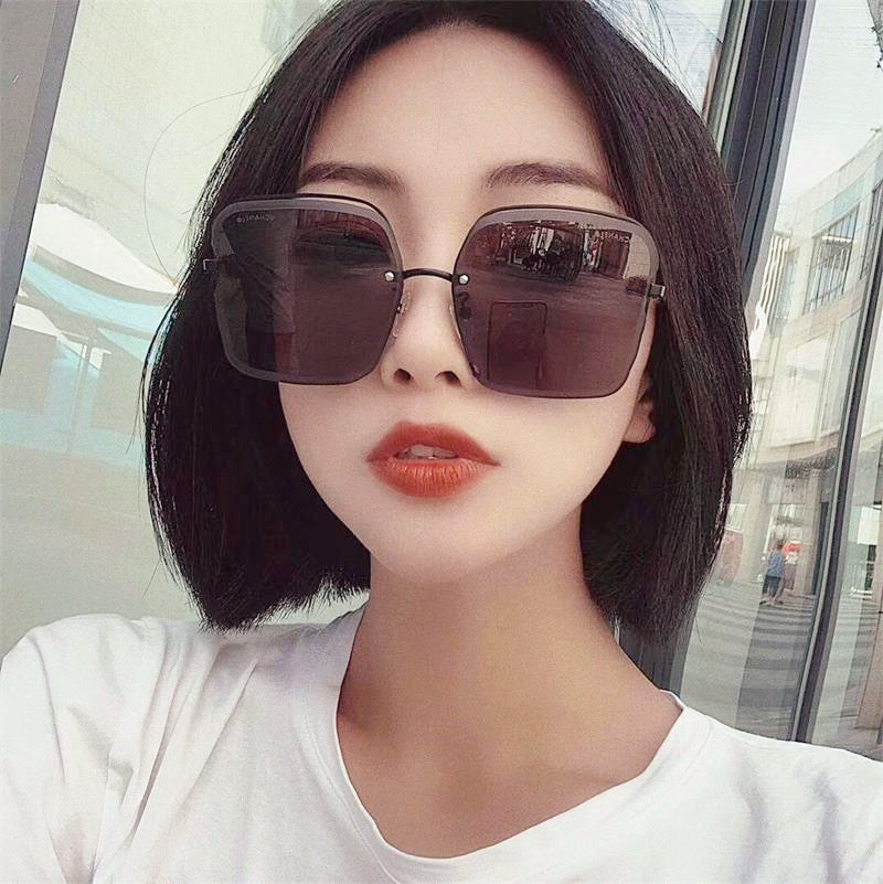 Rimless square sunglasses for women