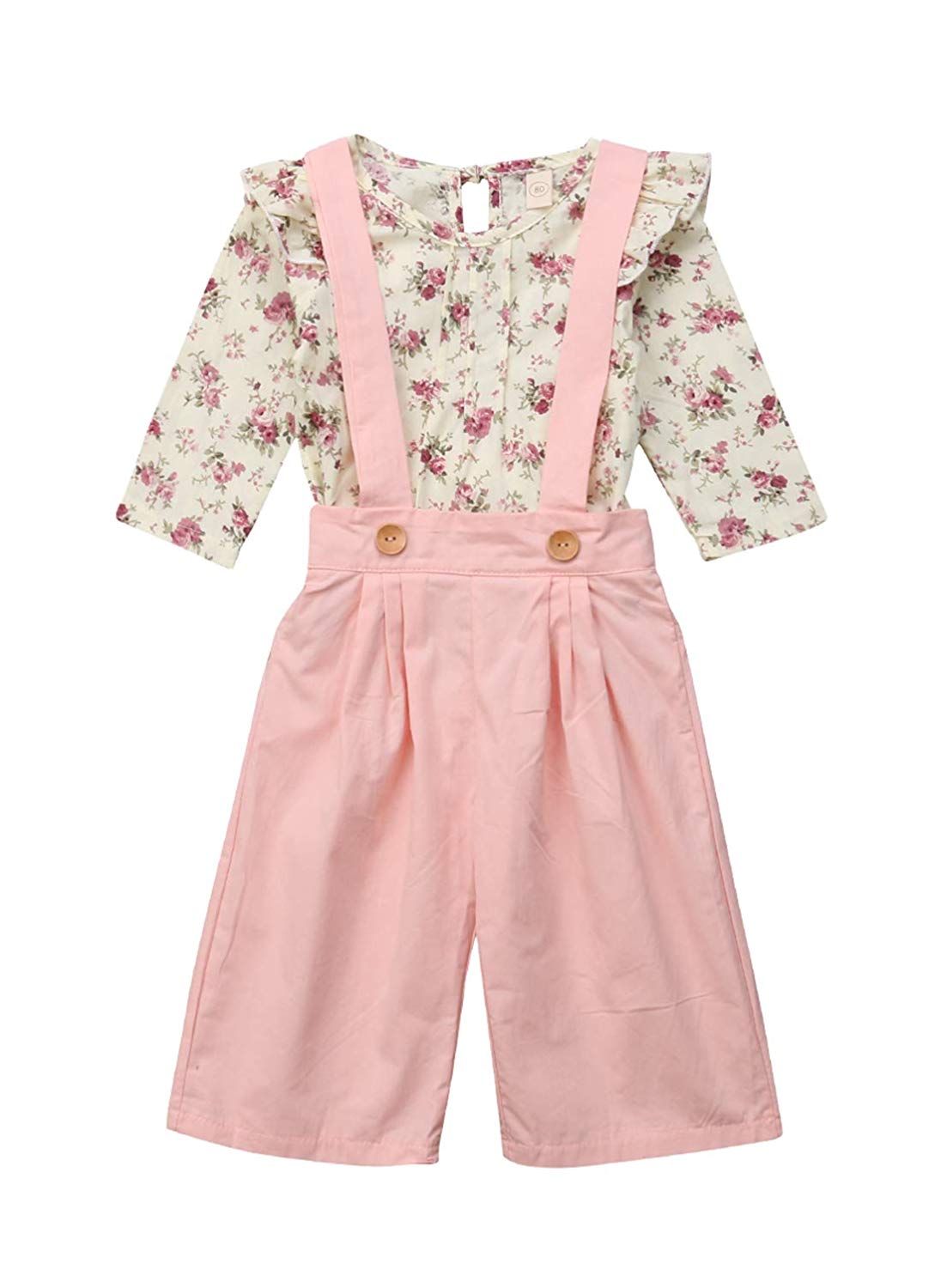 Girl Floral Tops & Overall Set