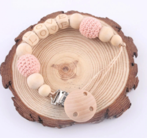 Wooden Bead Pacifier Clip