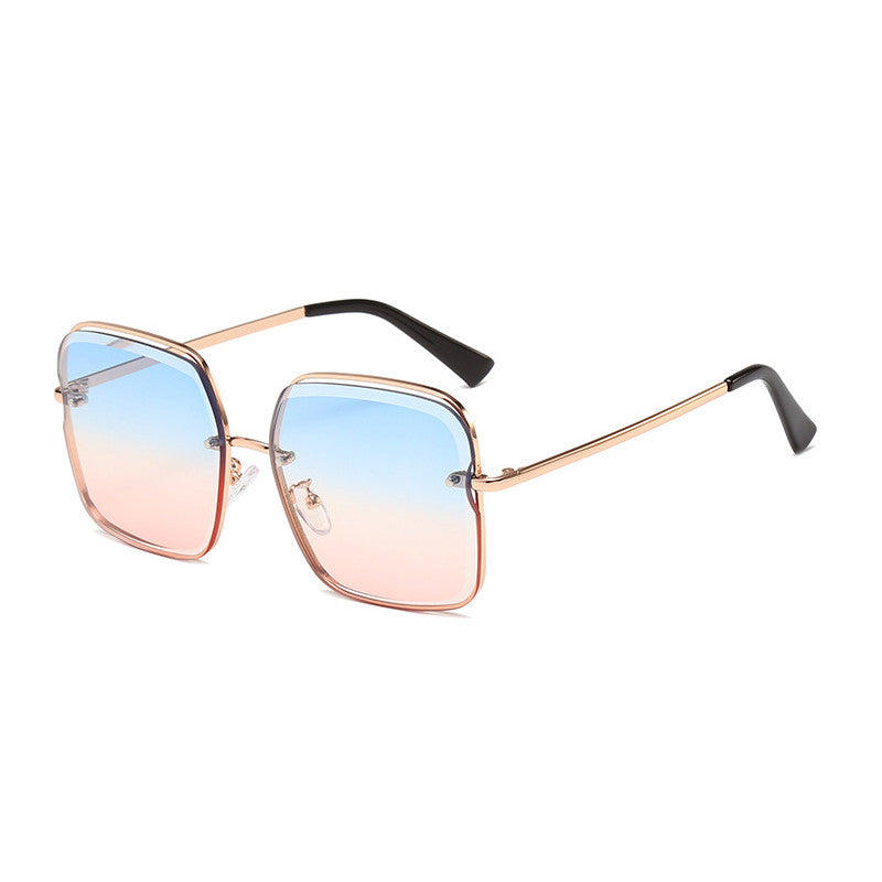 Rimless square sunglasses for women