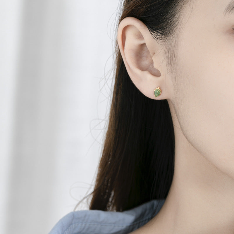 Drop Glaze Leaf Earrings